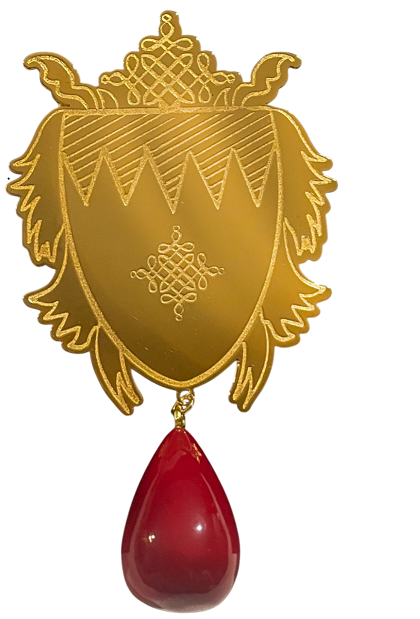 Bahrain National Brooch with Red Drop